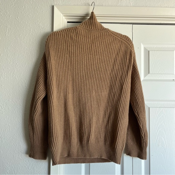 Equipment Cashmere Wool Cozy Ribbed Tan 1/4 Oversized Sweater - Picture 9 of 9